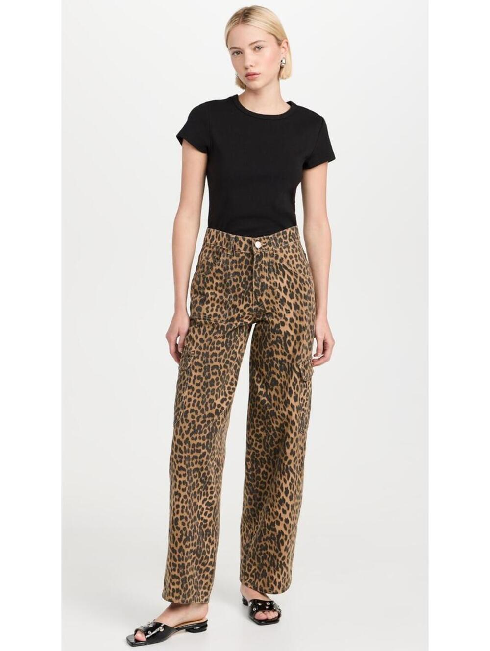 Damson Madder Leopard Cargo Trousers Sz 2 Animal Print Utility